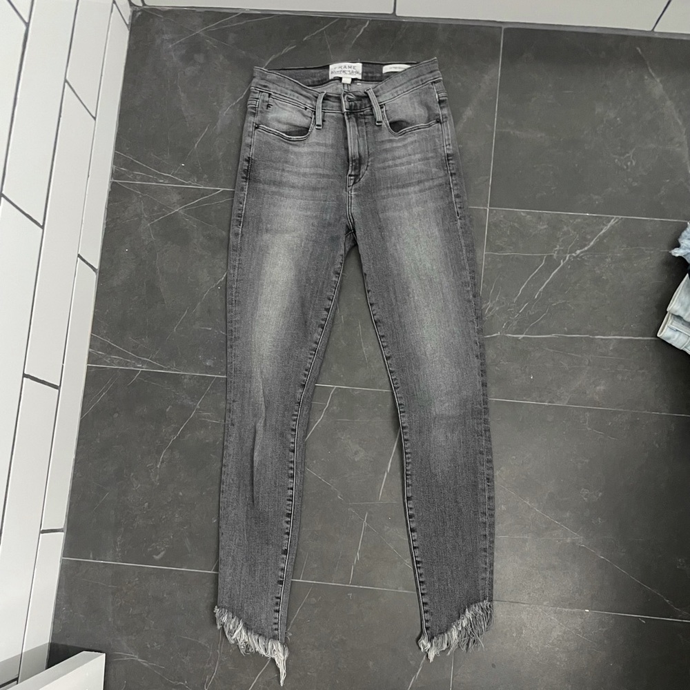 FRAME Le High Skinny jeans gray wash w/ whiskering